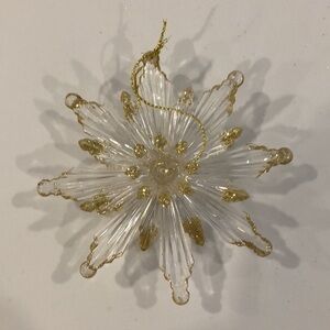 🎄Vintage  acrylic plastic starsnowflake Christmas ornaments set (7) clear gold